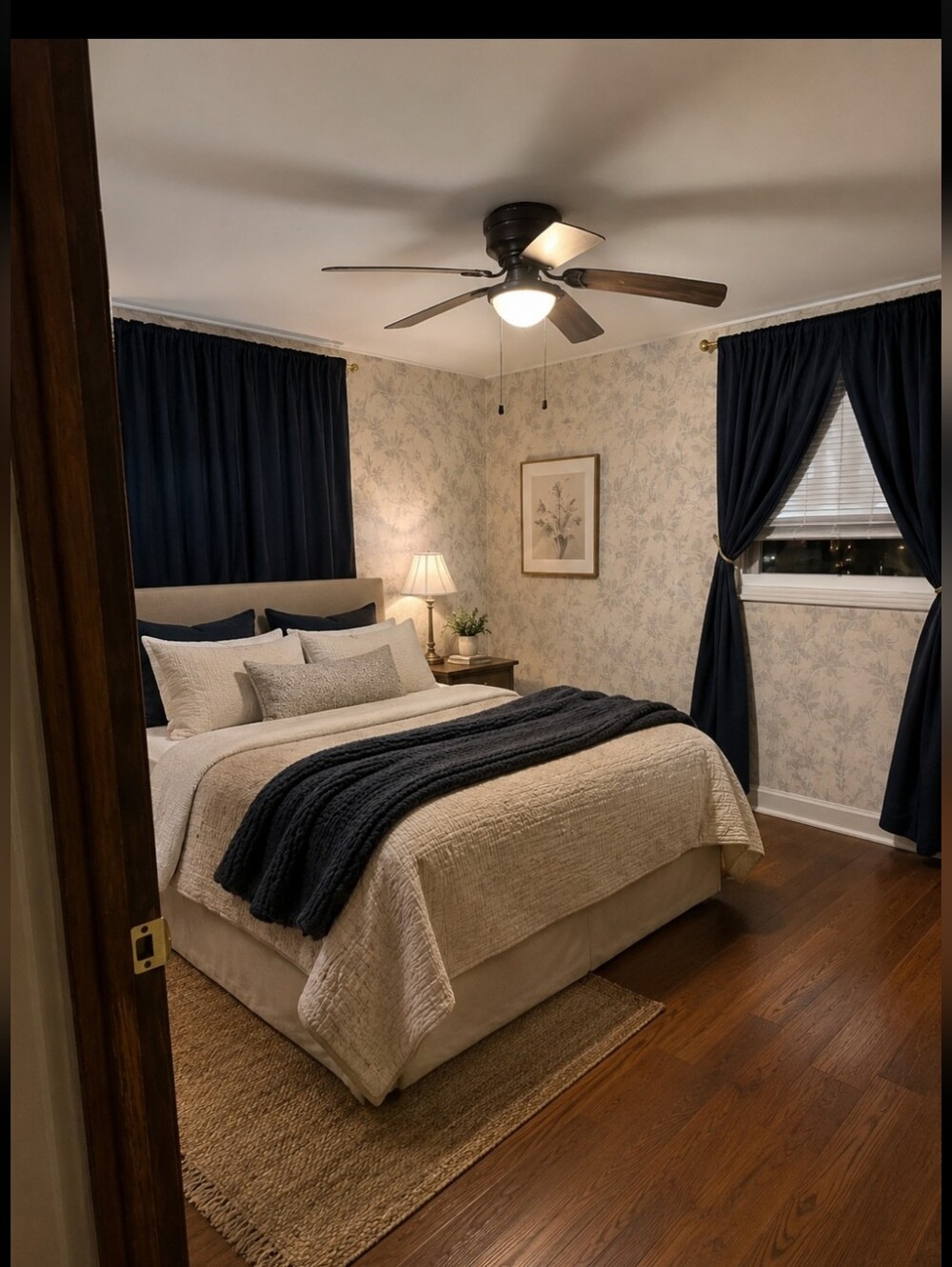 4 Navy Blue Panel Curtains